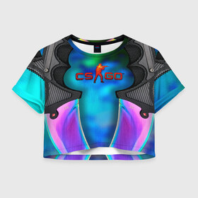 Женская футболка Crop-top 3D с принтом CS GO blue gem в Петрозаводске, 100% полиэстер | круглая горловина, длина футболки до линии талии, рукава с отворотами | Тематика изображения на принте: counter strike | cs go | контра