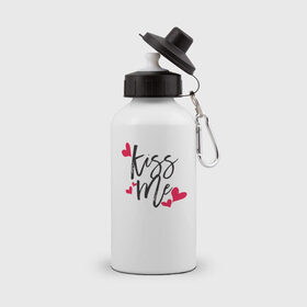 Бутылка спортивная с принтом Kiss Me в Петрозаводске, металл | емкость — 500 мл, в комплекте две пластиковые крышки и карабин для крепления | Тематика изображения на принте: 