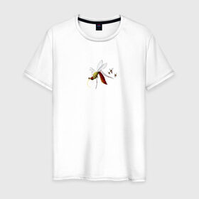 Мужская футболка хлопок с принтом Кровожадный комар в Петрозаводске, 100% хлопок | прямой крой, круглый вырез горловины, длина до линии бедер, слегка спущенное плечо. | 