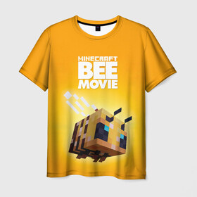 Мужская футболка 3D с принтом Minecraft bee movie в Петрозаводске, 100% полиэфир | прямой крой, круглый вырез горловины, длина до линии бедер | 