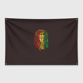 Флаг-баннер с принтом Bob lion в Петрозаводске, 100% полиэстер | размер 67 х 109 см, плотность ткани — 95 г/м2; по краям флага есть четыре люверса для крепления | bob_marley | dreadlocks | hippie | jamaica | lion | reggae | боб марли | дреды | регги | хиппи | ямайка