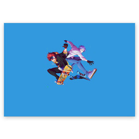 Поздравительная открытка с принтом На скейте в бесконечность в Петрозаводске, 100% бумага | плотность бумаги 280 г/м2, матовая, на обратной стороне линовка и место для марки
 | anime | japan | langa | reki | sk8 | sk8 the infinity | skate | the infinity | аниме | иероглифы | ланга | на скейте в бесконечность | реки | скейт | скейт бесконечность | скейтборд | скейтеры | япония