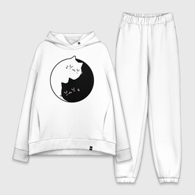 Женский костюм хлопок Oversize с принтом Yin and Yang cats в Петрозаводске,  |  | anime | cat | cats | kitten | love | philosophy | yang | yin | yoga | аниме | инь | йога | кот | котенок | котик | котики | коты | любовь | противоположность | сердце | философия | ян