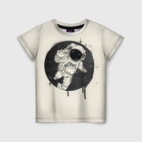 Детская футболка 3D с принтом Тёмный космос в Петрозаводске, 100% гипоаллергенный полиэфир | прямой крой, круглый вырез горловины, длина до линии бедер, чуть спущенное плечо, ткань немного тянется | cosmonaut | граффити | космонавт | космос | рисунок | тёмный космос