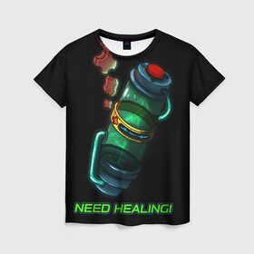 Женская футболка 3D с принтом Need Healing в Петрозаводске, 100% полиэфир ( синтетическое хлопкоподобное полотно) | прямой крой, круглый вырез горловины, длина до линии бедер | heal | help | medkit | need healing | аптечка | нужно лечение | помощь