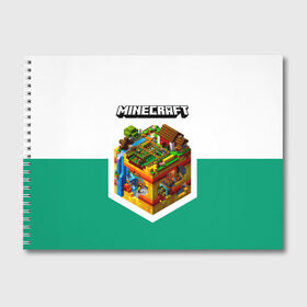 Альбом для рисования с принтом Minecraft в Петрозаводске, 100% бумага
 | матовая бумага, плотность 200 мг. | minecraft | алекс | белый | блоки | ведьма | взрывчатка | визера | волк | гаст | добывать | дракон | зеленый куб | зомби | игра | крафт | крипер | кубики | лошадка | майн | майнкрафт | манкрафт | овечка | оцелот