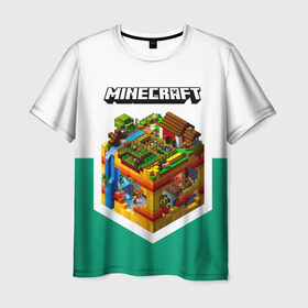 Мужская футболка 3D с принтом Minecraft в Петрозаводске, 100% полиэфир | прямой крой, круглый вырез горловины, длина до линии бедер | minecraft | алекс | белый | блоки | ведьма | взрывчатка | визера | волк | гаст | добывать | дракон | зеленый куб | зомби | игра | крафт | крипер | кубики | лошадка | майн | майнкрафт | манкрафт | овечка | оцелот