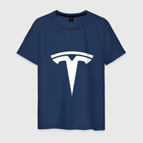 Мужская футболка хлопок с принтом Tesla в Петрозаводске, 100% хлопок | прямой крой, круглый вырез горловины, длина до линии бедер, слегка спущенное плечо. | 