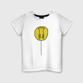 Детская футболка хлопок с принтом СУСЛИК в Петрозаводске, 100% хлопок | круглый вырез горловины, полуприлегающий силуэт, длина до линии бедер | воздушный шарик | воздушный шарик с зверьком. | жёлтое пятно | солнце встаёт | сурок | суслик