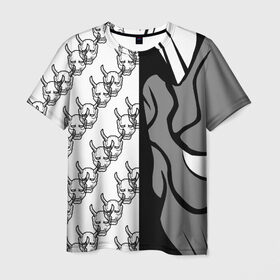 Мужская футболка 3D с принтом DEMON BLACK/WHITE в Петрозаводске, 100% полиэфир | прямой крой, круглый вырез горловины, длина до линии бедер | fashion | fire | game | hip hop | rap | street style | top | игра | мода | огонь | рэп | топ | уличный стиль | хип хоп
