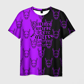 Мужская футболка 3D с принтом DEMON BLACK PURPLE в Петрозаводске, 100% полиэфир | прямой крой, круглый вырез горловины, длина до линии бедер | fashion | fire | game | hip hop | rap | street style | top | игра | мода | огонь | рэп | топ | уличный стиль | хип хоп