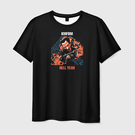 Мужская футболка 3D с принтом KMFDM HELL YEAH в Петрозаводске, 100% полиэфир | прямой крой, круглый вырез горловины, длина до линии бедер | hell | hell yeah | kmfdm | mdfmk | yeah