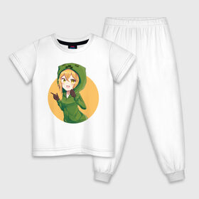 Детская пижама хлопок с принтом Девушка крипер в Петрозаводске, 100% хлопок |  брюки и футболка прямого кроя, без карманов, на брюках мягкая резинка на поясе и по низу штанин
 | creeper | girl | аниме | девочка | крипер | майнкрафт