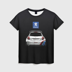 Женская футболка 3D с принтом Peugeot sport в Петрозаводске, 100% полиэфир ( синтетическое хлопкоподобное полотно) | прямой крой, круглый вырез горловины, длина до линии бедер | auto | emotion | motion | peugeot | sport | авто | лого | логотип | пежо | пижо | спорт