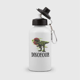 Бутылка спортивная с принтом DinoHour в Петрозаводске, металл | емкость — 500 мл, в комплекте две пластиковые крышки и карабин для крепления | dino | dinohour | dinosaur | дино | динозавр