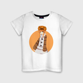 Детская футболка хлопок с принтом Девушка снеговик из Minecraft в Петрозаводске, 100% хлопок | круглый вырез горловины, полуприлегающий силуэт, длина до линии бедер | girl | snowman | аниме | девочка | майнкрафт | снеговик