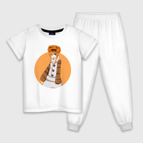 Детская пижама хлопок с принтом Девушка снеговик из Minecraft в Петрозаводске, 100% хлопок |  брюки и футболка прямого кроя, без карманов, на брюках мягкая резинка на поясе и по низу штанин
 | Тематика изображения на принте: girl | snowman | аниме | девочка | майнкрафт | снеговик