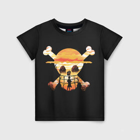 Детская футболка 3D с принтом One piece в Петрозаводске, 100% гипоаллергенный полиэфир | прямой крой, круглый вырез горловины, длина до линии бедер, чуть спущенное плечо, ткань немного тянется | anime | one piece | аниме | анимэ | большой куш | ван пис | король пиратов | луффи | пират | пираты | пираты соломенной шляпы | рыжий шанкс | эйтиро одо