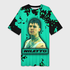 Платье-футболка 3D с принтом NILETTO в Петрозаводске,  |  | niletto | pop | данил прытков | знаменитости | любимка | молодежные | музыка | нилетто | ноты | певец | подростковые | поп музыка | попса | русский певец | хит | шоу бизнес