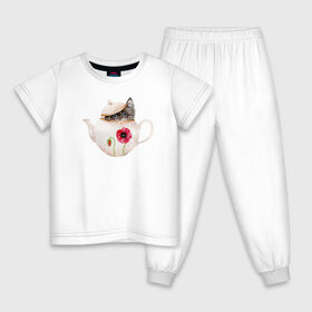 Детская пижама хлопок с принтом Шкодливый коть в Петрозаводске, 100% хлопок |  брюки и футболка прямого кроя, без карманов, на брюках мягкая резинка на поясе и по низу штанин
 | кот | мурчало | подосатый | чайник | шкода