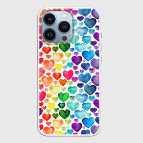 Чехол для iPhone 13 Pro с принтом Радужные сердечки в Петрозаводске,  |  | 8 марта | love | девочки | женская | любовь | подружке | сердечки