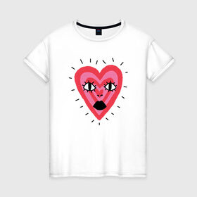 Женская футболка хлопок с принтом Сердце в Петрозаводске, 100% хлопок | прямой крой, круглый вырез горловины, длина до линии бедер, слегка спущенное плечо | heart. love | pink | red | красный | любовь | розовый | сердце | черный
