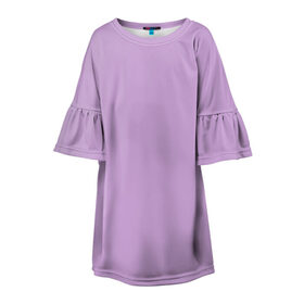 Детское платье 3D с принтом Глициниевый цвет (без рисунка) в Петрозаводске, 100% полиэстер | прямой силуэт, чуть расширенный к низу. Круглая горловина, на рукавах — воланы | Тематика изображения на принте: глициниевый | однотонный | пурпурный | розовый | фиолетовый | цвет