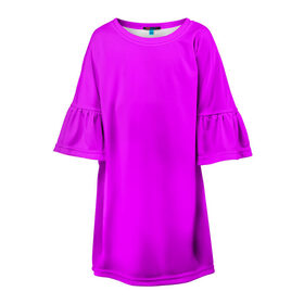 Детское платье 3D с принтом Маджента (без рисунка) в Петрозаводске, 100% полиэстер | прямой силуэт, чуть расширенный к низу. Круглая горловина, на рукавах — воланы | Тематика изображения на принте: маджента | однотонный | пурпурный | розовый | фиолетовый | фуксия | цвет