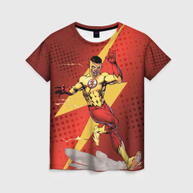 Женская футболка 3D с принтом Kid Flash в Петрозаводске, 100% полиэфир ( синтетическое хлопкоподобное полотно) | прямой крой, круглый вырез горловины, длина до линии бедер | kid flash | the flash | vdzabma | wally west | кид флэш | уолли уэст | флэш
