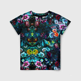 Детская футболка 3D с принтом Ночной сад в Петрозаводске, 100% гипоаллергенный полиэфир | прямой крой, круглый вырез горловины, длина до линии бедер, чуть спущенное плечо, ткань немного тянется | бабочка | весенняя | весна | космос | красота | лето | мем | океан | орхидея | птичка | роза | романтика | с бабочками | сад | сирень | тюльпан | фиалка | цветок | цветы