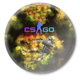 Значок с принтом CS GO Gold dust в Петрозаводске,  металл | круглая форма, металлическая застежка в виде булавки | counter strike | cs go | контра | кс го