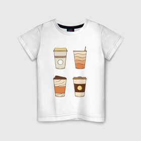 Детская футболка хлопок с принтом Кофеин its my life в Петрозаводске, 100% хлопок | круглый вырез горловины, полуприлегающий силуэт, длина до линии бедер | американо | капучино | кофе | латте | напиток | эспрессо