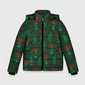 Зимняя куртка для мальчиков 3D с принтом Цветочки и зеленые листики в Петрозаводске, ткань верха — 100% полиэстер; подклад — 100% полиэстер, утеплитель — 100% полиэстер | длина ниже бедра, удлиненная спинка, воротник стойка и отстегивающийся капюшон. Есть боковые карманы с листочкой на кнопках, утяжки по низу изделия и внутренний карман на молнии. 

Предусмотрены светоотражающий принт на спинке, радужный светоотражающий элемент на пуллере молнии и на резинке для утяжки | 8 марта | flowers | summer | ботаническая иллюстрация | весна | зеленый | красный | лето | листья | любовь | праздник | принт | природа | растения | цветы