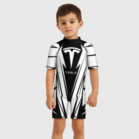 Детский купальный костюм 3D с принтом Tesla в Петрозаводске, Полиэстер 85%, Спандекс 15% | застежка на молнии на спине | auto | car | elon | musk | nasa | race | spacex | tesla | авто | автоспорт | гонки | илон | маск | машина | тесла | тэсла