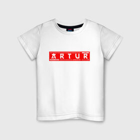 Детская футболка хлопок с принтом Артур Artur в Петрозаводске, 100% хлопок | круглый вырез горловины, полуприлегающий силуэт, длина до линии бедер | artur | name | names | артур | имена | имя