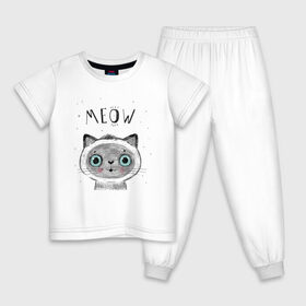 Детская пижама хлопок с принтом Котик в Петрозаводске, 100% хлопок |  брюки и футболка прямого кроя, без карманов, на брюках мягкая резинка на поясе и по низу штанин
 | кот | кошка | мяу | полосатый | хвостатый