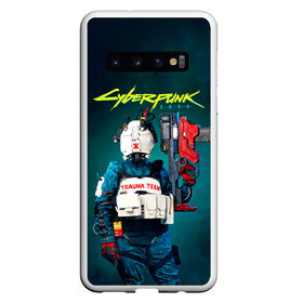 Чехол для Samsung Galaxy S10 с принтом TRAUMA TEAM Cyberpunk 2077 в Петрозаводске, Силикон | Область печати: задняя сторона чехла, без боковых панелей | Тематика изображения на принте: cyberpunk 2077 | hacker | maelstrom | militech | quadra | samurai | sci fi | technology | trauma team | v | будущее | игра | иероглифы | киану ривз | кибер | киберпанк | киборг | киборги | корпорация | лого | милитек | панк | роботы | самурай | т