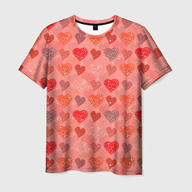 Мужская футболка 3D с принтом Сердечки в Петрозаводске, 100% полиэфир | прямой крой, круглый вырез горловины, длина до линии бедер | 14 февраля | 8 марта | love | девочки | день святого валентина | женская | любовь | подружке | сердечки