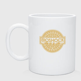 Кружка с принтом Bioshock Golden Logo в Петрозаводске, керамика | объем — 330 мл, диаметр — 80 мм. Принт наносится на бока кружки, можно сделать два разных изображения | bioshock infinite | little sister | биошок | большой папочка | винтаж | ретро | сестра