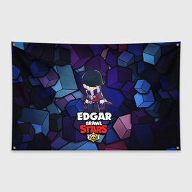 Флаг-баннер с принтом BRAWL STARS EDGAR в Петрозаводске, 100% полиэстер | размер 67 х 109 см, плотность ткани — 95 г/м2; по краям флага есть четыре люверса для крепления | 8 bit | brawl stars | byron | colette | crow | edgar | gale | leon | max | mr.p | sally leon | shark | virus 8 bit | werewolf leon | акула | байрон | берли | бравл старс | ворон | коллет | макс | оборотень | эдгар