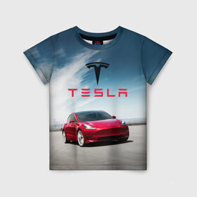 Детская футболка 3D с принтом Tesla Model 3 в Петрозаводске, 100% гипоаллергенный полиэфир | прямой крой, круглый вырез горловины, длина до линии бедер, чуть спущенное плечо, ткань немного тянется | 3 | america | auto | car | electric | elon | model | motors | musk | tesla | usa | vehicle | авто | америка | илон | маск | модель | сша | тесла | электромобиль
