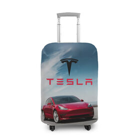 Чехол для чемодана 3D с принтом Tesla Model 3 в Петрозаводске, 86% полиэфир, 14% спандекс | двустороннее нанесение принта, прорези для ручек и колес | 3 | america | auto | car | electric | elon | model | motors | musk | tesla | usa | vehicle | авто | америка | илон | маск | модель | сша | тесла | электромобиль