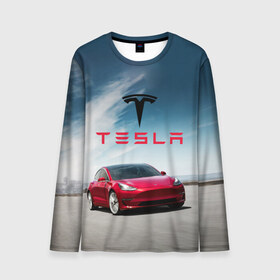 Мужской лонгслив 3D с принтом Tesla Model 3 в Петрозаводске, 100% полиэстер | длинные рукава, круглый вырез горловины, полуприлегающий силуэт | Тематика изображения на принте: 3 | america | auto | car | electric | elon | model | motors | musk | tesla | usa | vehicle | авто | америка | илон | маск | модель | сша | тесла | электромобиль