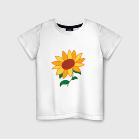 Детская футболка хлопок с принтом Подсолнух в Петрозаводске, 100% хлопок | круглый вырез горловины, полуприлегающий силуэт, длина до линии бедер | ai ooto | sun flower | sunflower | wonder egg priority | ай ото | подсолнух | приоритет чудо яйца