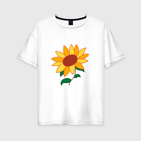 Женская футболка хлопок Oversize с принтом Подсолнух в Петрозаводске, 100% хлопок | свободный крой, круглый ворот, спущенный рукав, длина до линии бедер
 | ai ooto | sun flower | sunflower | wonder egg priority | ай ото | подсолнух | приоритет чудо яйца