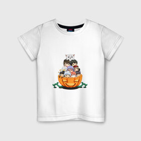 Детская футболка хлопок с принтом Gintama Chibi в Петрозаводске, 100% хлопок | круглый вырез горловины, полуприлегающий силуэт, длина до линии бедер | anime | ginatama | manga | аниме | гинтама | друзья | манга