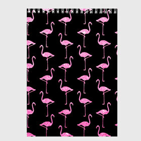 Скетчбук с принтом Фламинго | Чёрная в Петрозаводске, 100% бумага
 | 48 листов, плотность листов — 100 г/м2, плотность картонной обложки — 250 г/м2. Листы скреплены сверху удобной пружинной спиралью | birds | drawing | fashion | feathers | flamingo | graphics | illustration | pink | stand | style | wings | youth | графика | иллюстрация | картинка | клюв | красивые | крылья | мода | молодежная | перья | птицы | рисунок | розовый | стиль | стоят