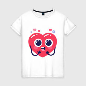 Женская футболка хлопок с принтом Сердце в Петрозаводске, 100% хлопок | прямой крой, круглый вырез горловины, длина до линии бедер, слегка спущенное плечо | heart | holidays | valentines day | день святого валентина | праздники | сердце