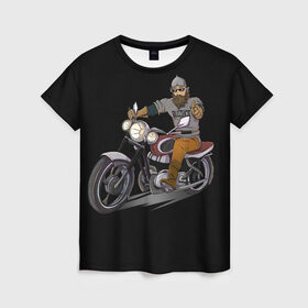 Женская футболка 3D с принтом Богатырь в Петрозаводске, 100% полиэфир ( синтетическое хлопкоподобное полотно) | прямой крой, круглый вырез горловины, длина до линии бедер | авто | байкеры | богатырь | былины | дороги | металл | мотоцикл | панки | рок | сказки