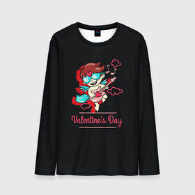 Мужской лонгслив 3D с принтом Valentines Day в Петрозаводске, 100% полиэстер | длинные рукава, круглый вырез горловины, полуприлегающий силуэт | angel | cupid | day | happy | heart | love | rose | valentine | valentines | ангел | валентин | валентина | валентинка | день | купидон | любовь | святого | святой | сердце